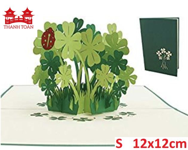 Thiệp 3d - Cỏ 4 lá may mắn - NV94 