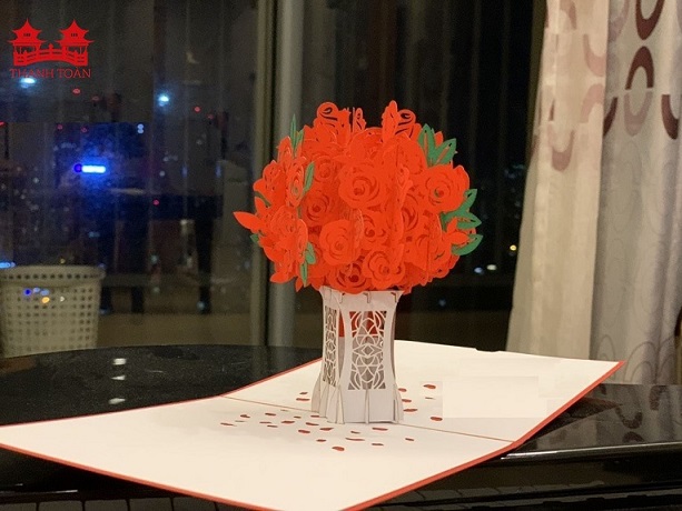 Thiệp 3D - Đóa hoa hồng - Món quà tình yêu - L60 