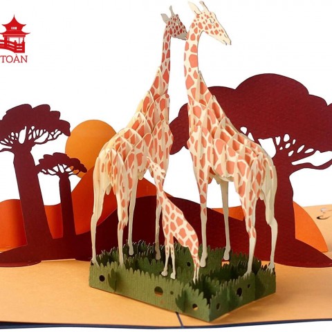D45 Giraffe Family (EXTRA BIG) 3D Pop Up Card