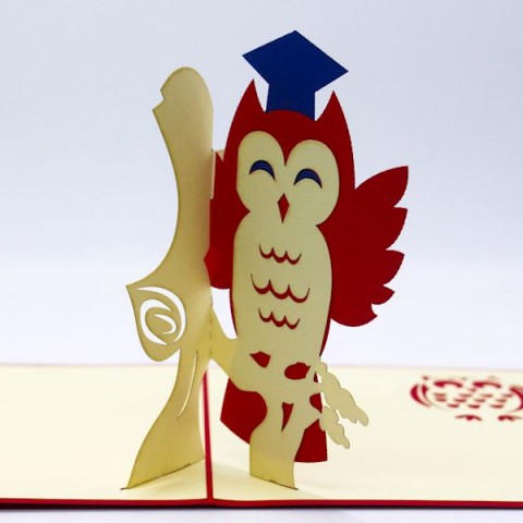 NV74B Graduation Owl V2 (SMALL) 3D Pop Up Card