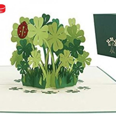 NV94 Lucky Grass and Beetle  (SMALL) 3D Pop Up Card