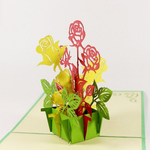 Pop-up Flower Card - An entire rose garden Small size - NV54