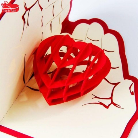 T36 big hand of love (MEDIUM) 3D Pop Up Card