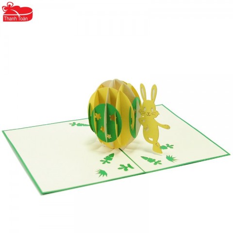 T46 thỏ dựa trứng phục sinh (TRUNG) 2018 Thiệp 3D